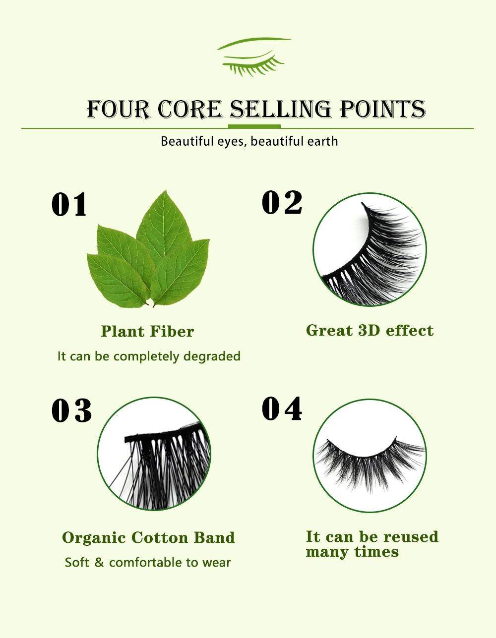 Factory Wholesale Eco Lashes Private Label High Quality Plant Fiber Eyelashes Extension