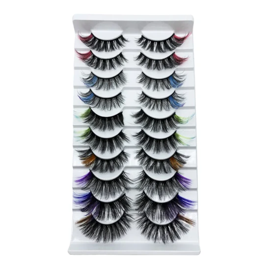 Lot de 10 paires de cils transparents en faux vison