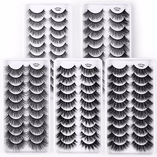 Échantillon gratuit maquillage cils prix d'usine en gros fait à la main marque privée emballage personnalisé demi-partie faux cils