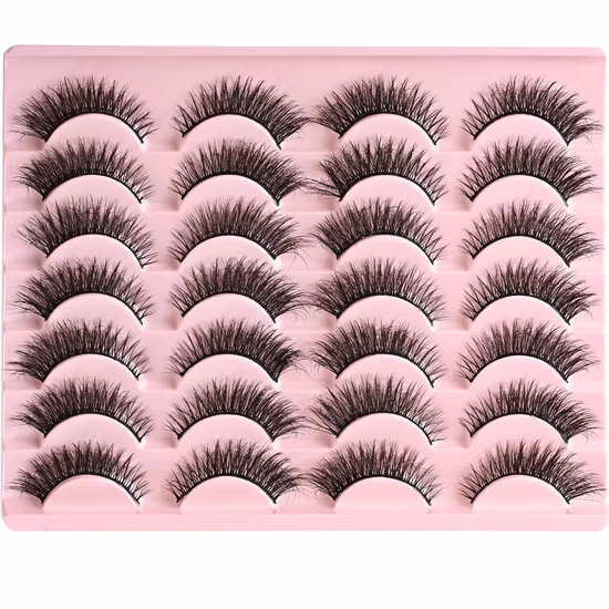 Trois paires de faux cils naturels de maquillage quotidien demi-coupés